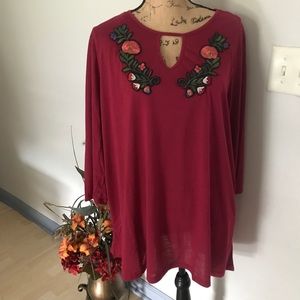 NWT Karen Brooks Women's Floral Plus Top Size 1X